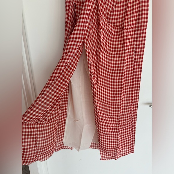NWT Reformation Alana Tomato red Check two piece skirt set sz 6 - Picture 7 of 13